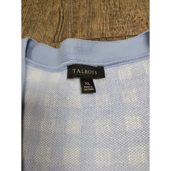 Talbots Blue Checkered Button Up Women’s Sweater Cardigan V Neck XL - Picture 2 of 4